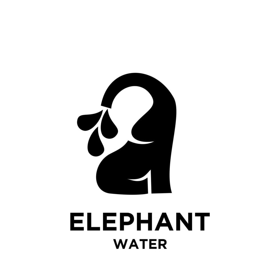 enkel songkran elefant med vatten vektor ikon svart logo illustration design