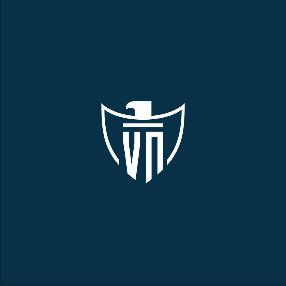 vn Initiale Monogramm Logo zum Schild mit Adler Bild Vektor Design