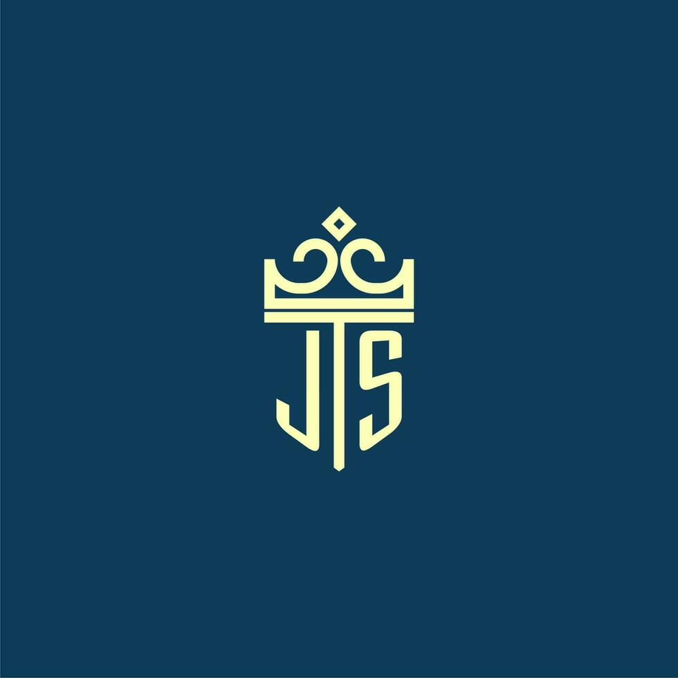 js Initiale Monogramm Schild Logo Design zum Krone Vektor Bild