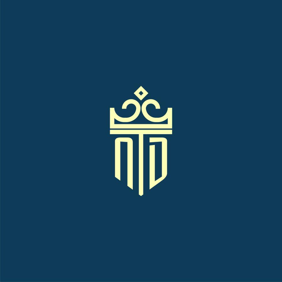 nd Initiale Monogramm Schild Logo Design zum Krone Vektor Bild