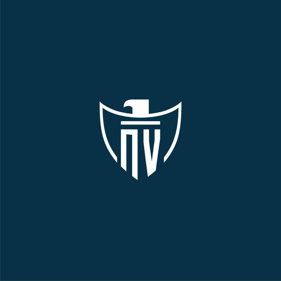 nv Initiale Monogramm Logo zum Schild mit Adler Bild Vektor Design