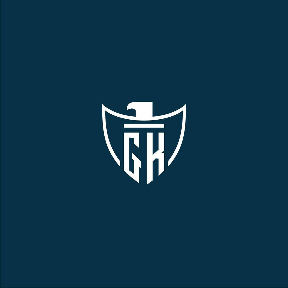 gk Initiale Monogramm Logo zum Schild mit Adler Bild Vektor Design