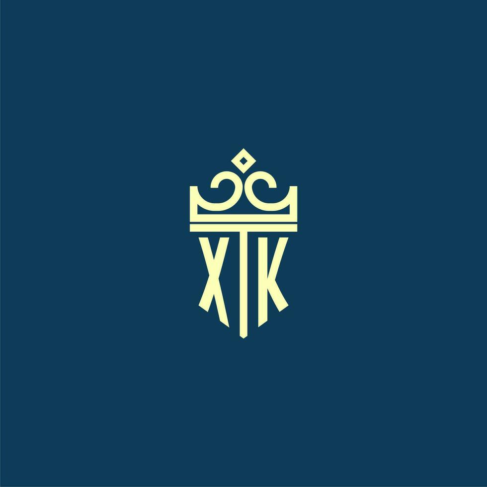 xk första monogram skydda logotyp design för krona vektor bild