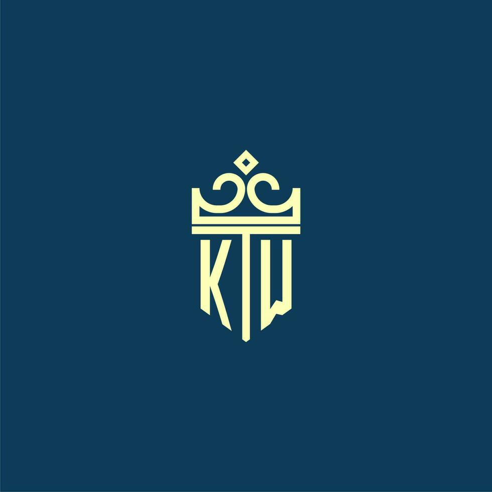 kw första monogram skydda logotyp design för krona vektor bild