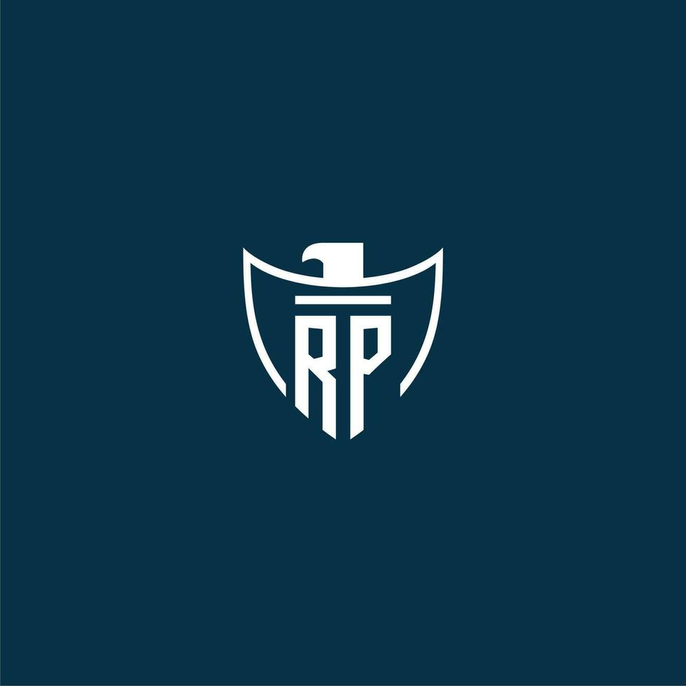 rp första monogram logotyp för skydda med Örn bild vektor design