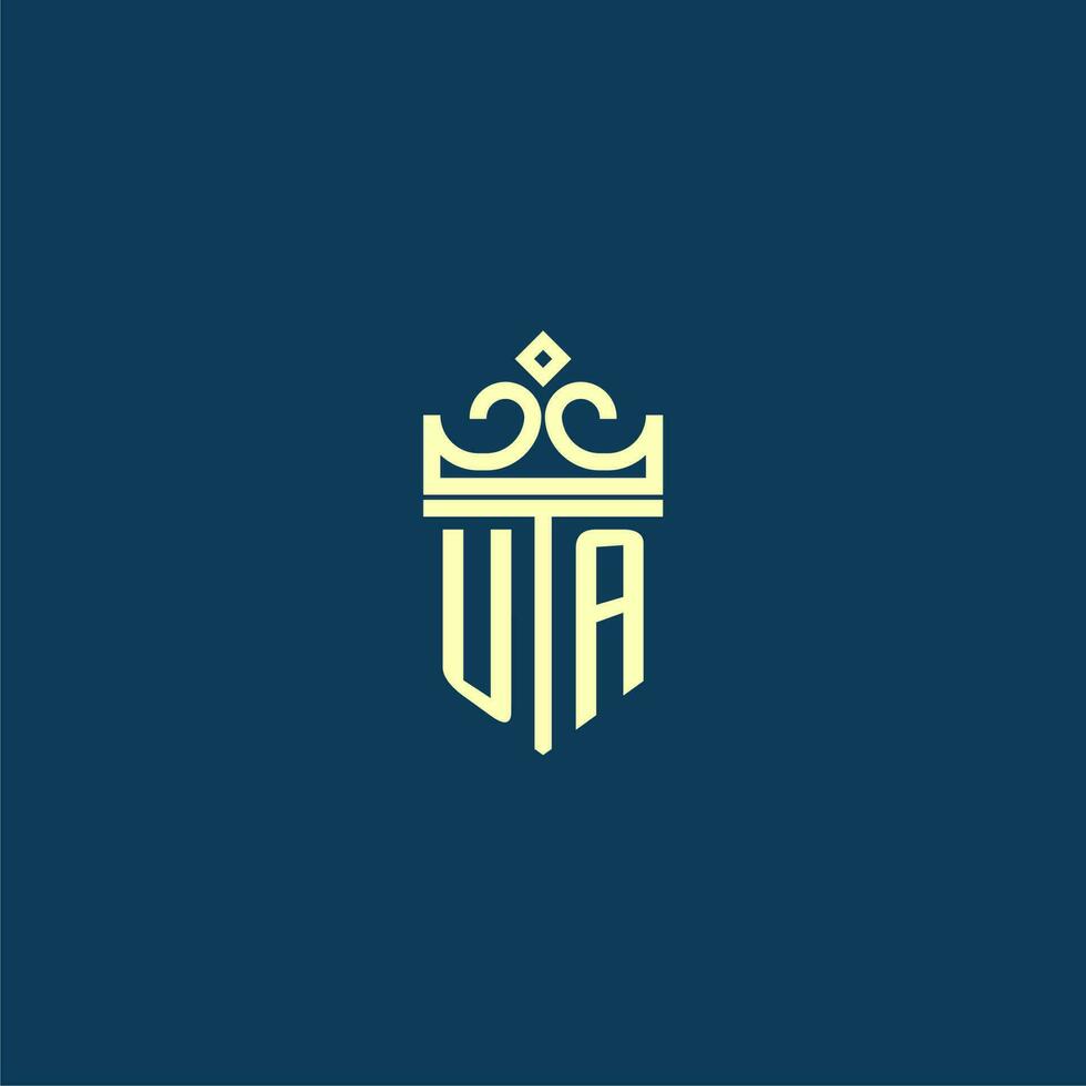 ua första monogram skydda logotyp design för krona vektor bild
