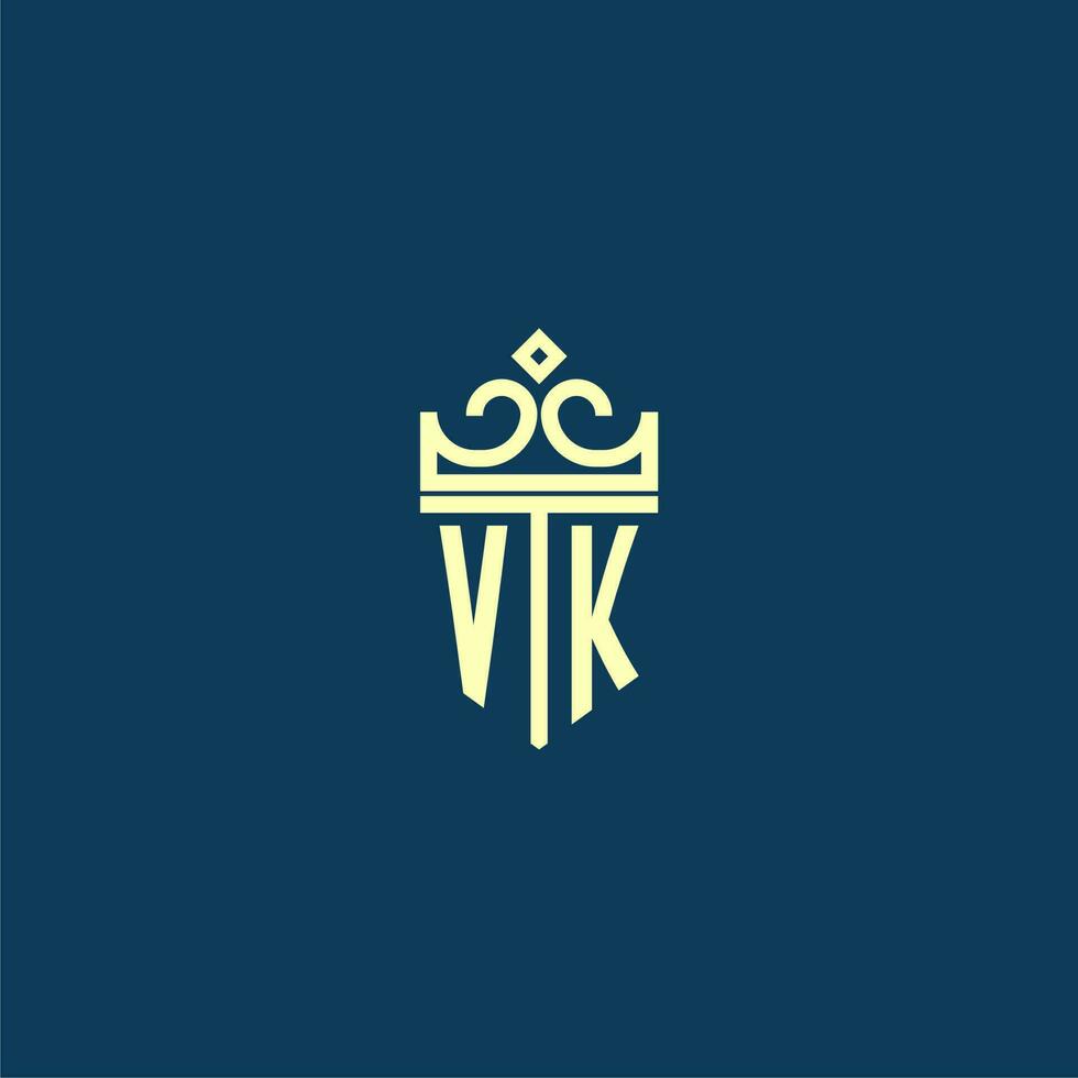 vk första monogram skydda logotyp design för krona vektor bild