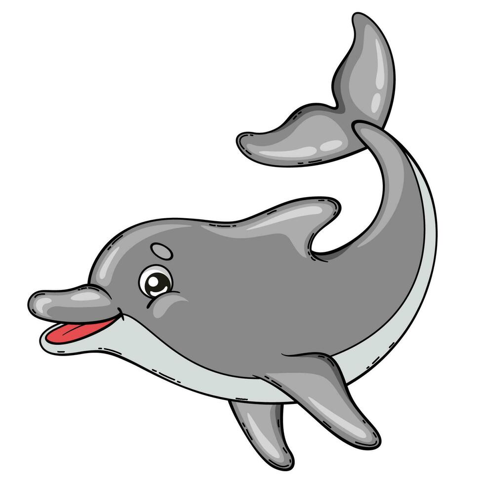 Karikatur Springen Delfin. Vektor Illustration von ein süß Meer Tier im ein Kinder Stil.