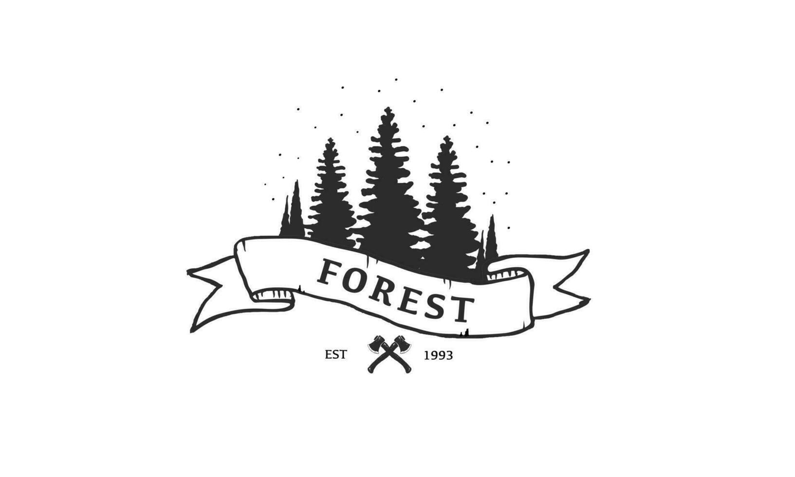 enkel logotyper av de skog. illustration av en skog på natt i de träd. vektor