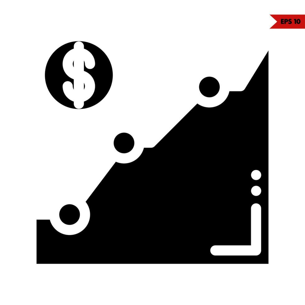 Diagram med pengar i knapp glyf ikon vektor