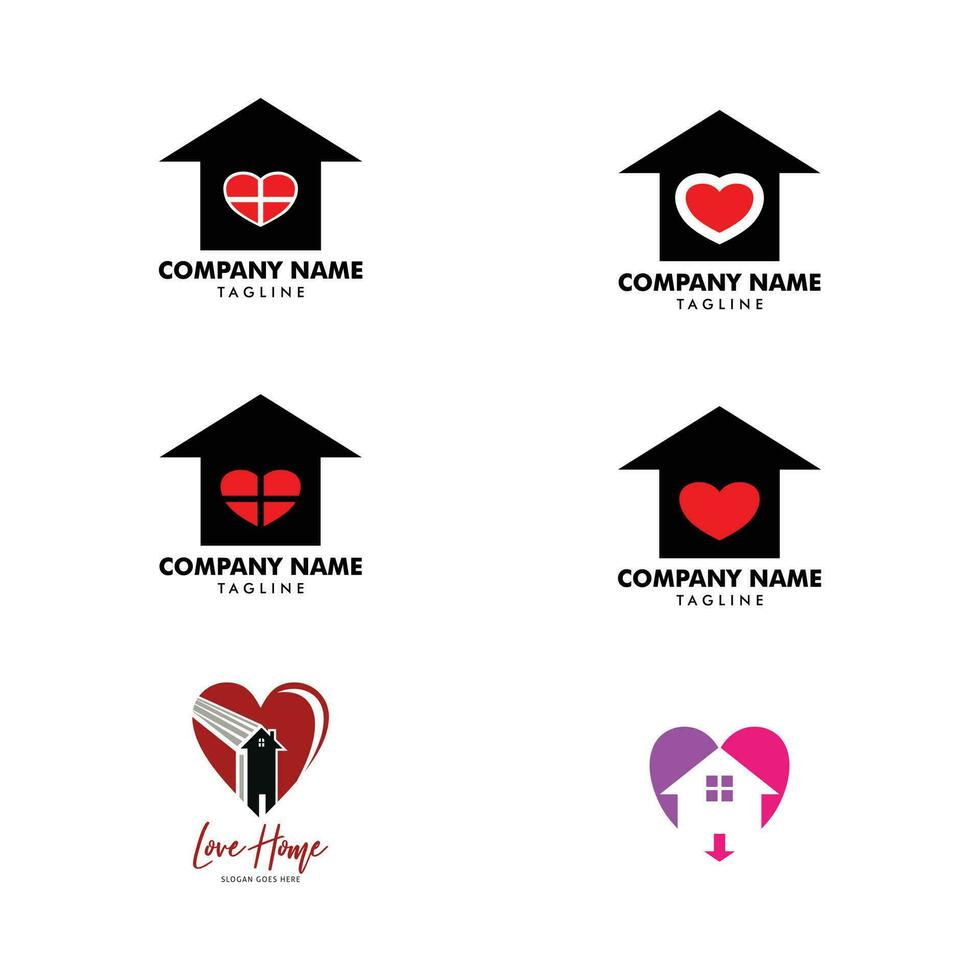 uppsättning av kärlek Hem ikon vektor logotyp mall illustration design