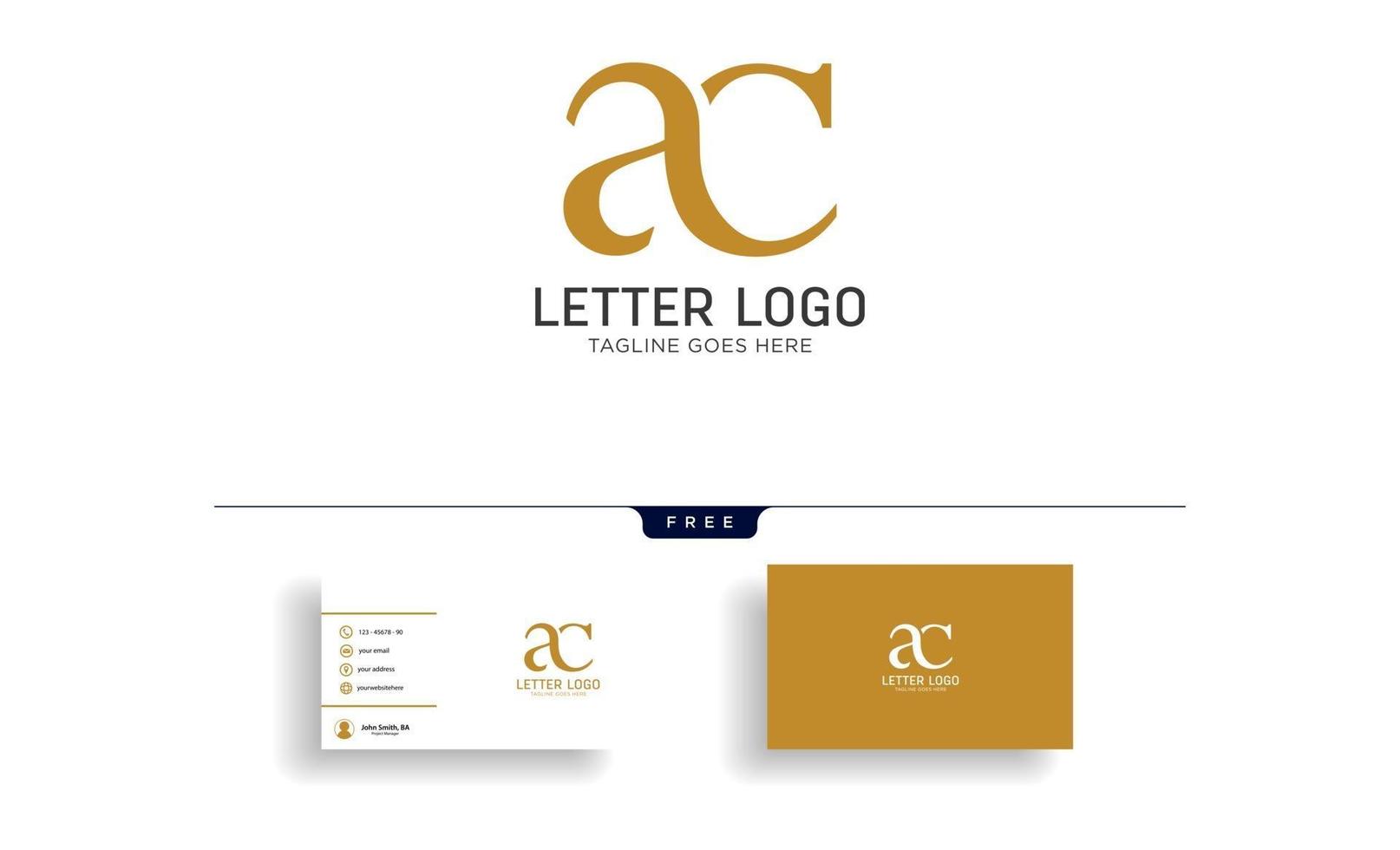 brev ac ca guld kreativ logotyp mall vektorillustration med visitkort design vektor