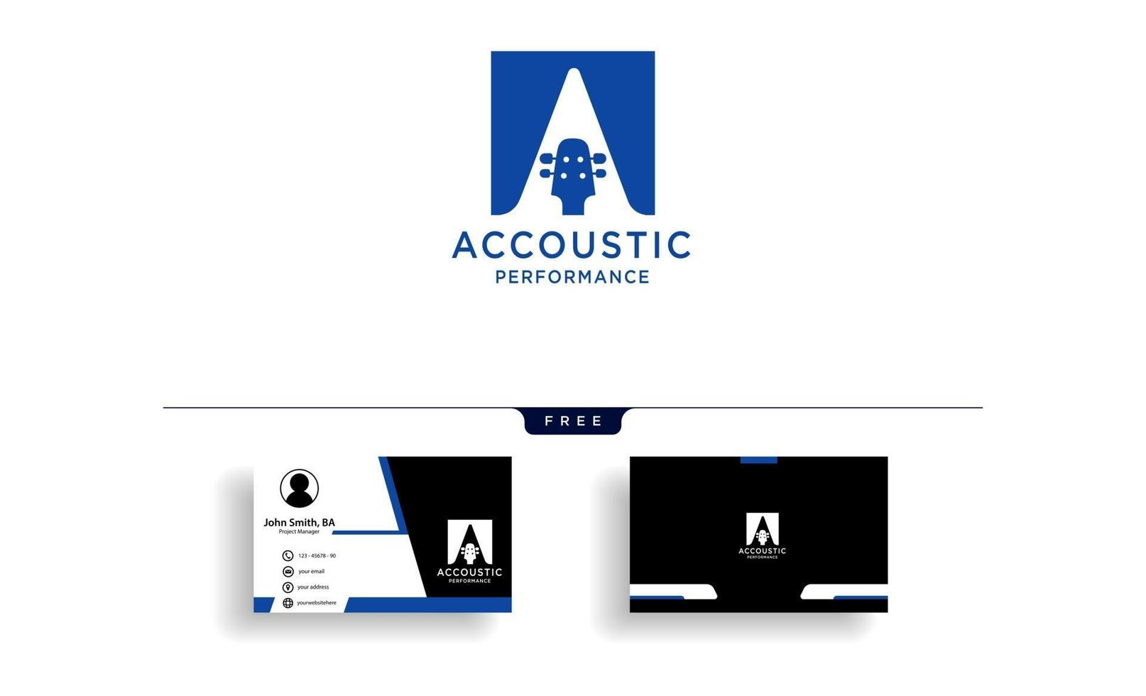 gitarr akustisk heminlärning logotyp mall vektorillustration med visitkort mall vektor