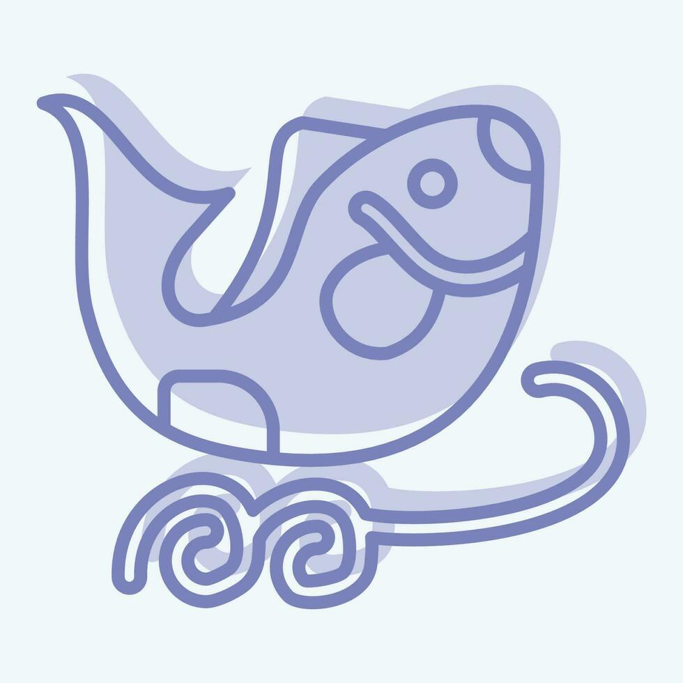 Symbol Fische. verbunden zu Chinesisch Neu Jahr Symbol. zwei Ton Stil. einfach Design editierbar vektor