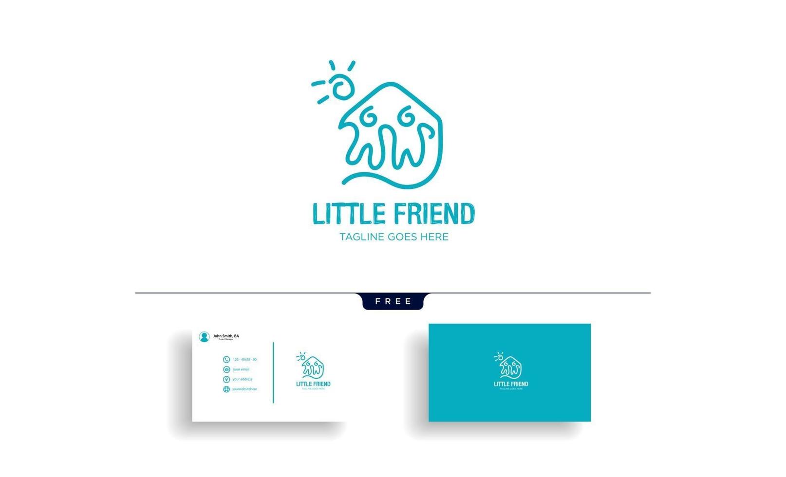 kleiner Freund glücklich Logo Vorlage Vektor-Illustration mit Visitenkarte Vektor