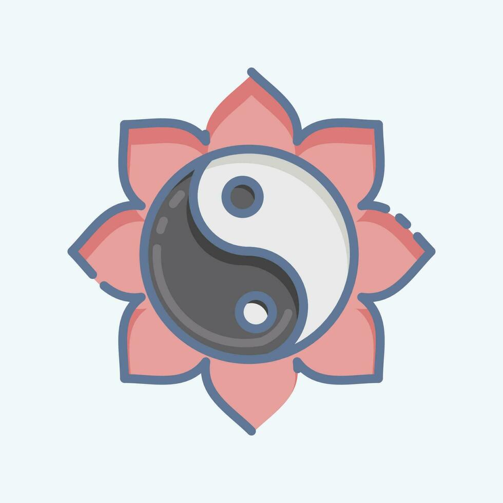 Symbol Yin Yang. verbunden zu Chinesisch Neu Jahr Symbol. Gekritzel Stil. einfach Design editierbar vektor