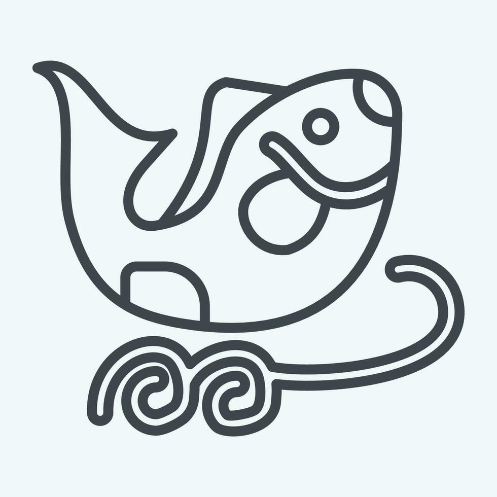 Symbol Fische. verbunden zu Chinesisch Neu Jahr Symbol. Linie Stil. einfach Design editierbar vektor