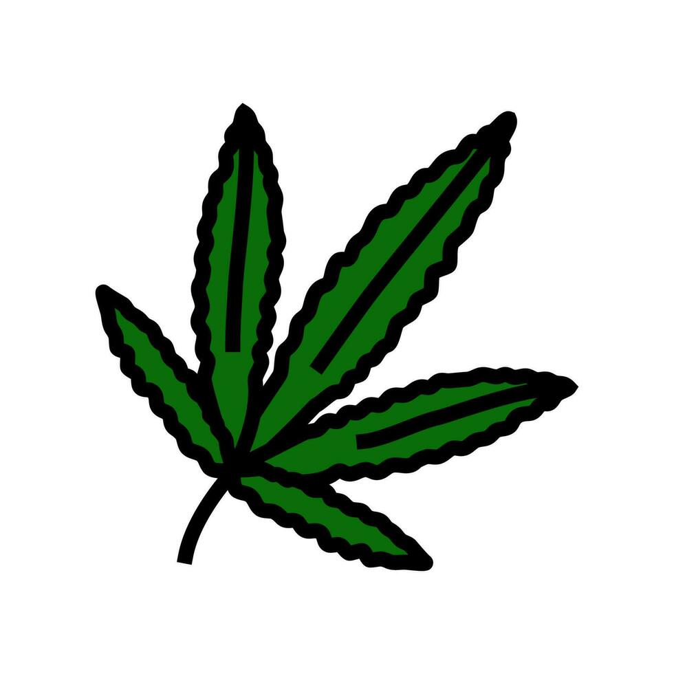 Cannabis Pflanze Blatt Gras Farbe Symbol Vektor Illustration