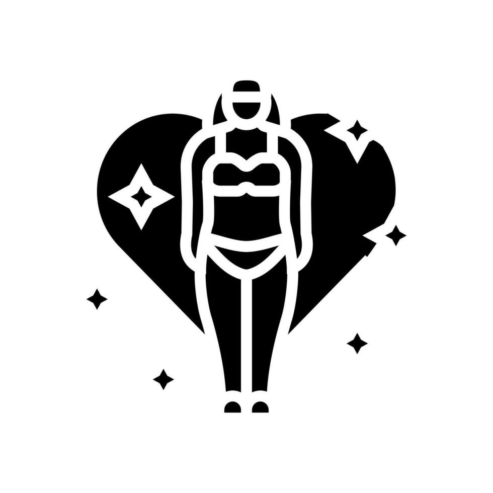 Körper Positivität Feminismus Frau Glyphe Symbol Vektor Illustration