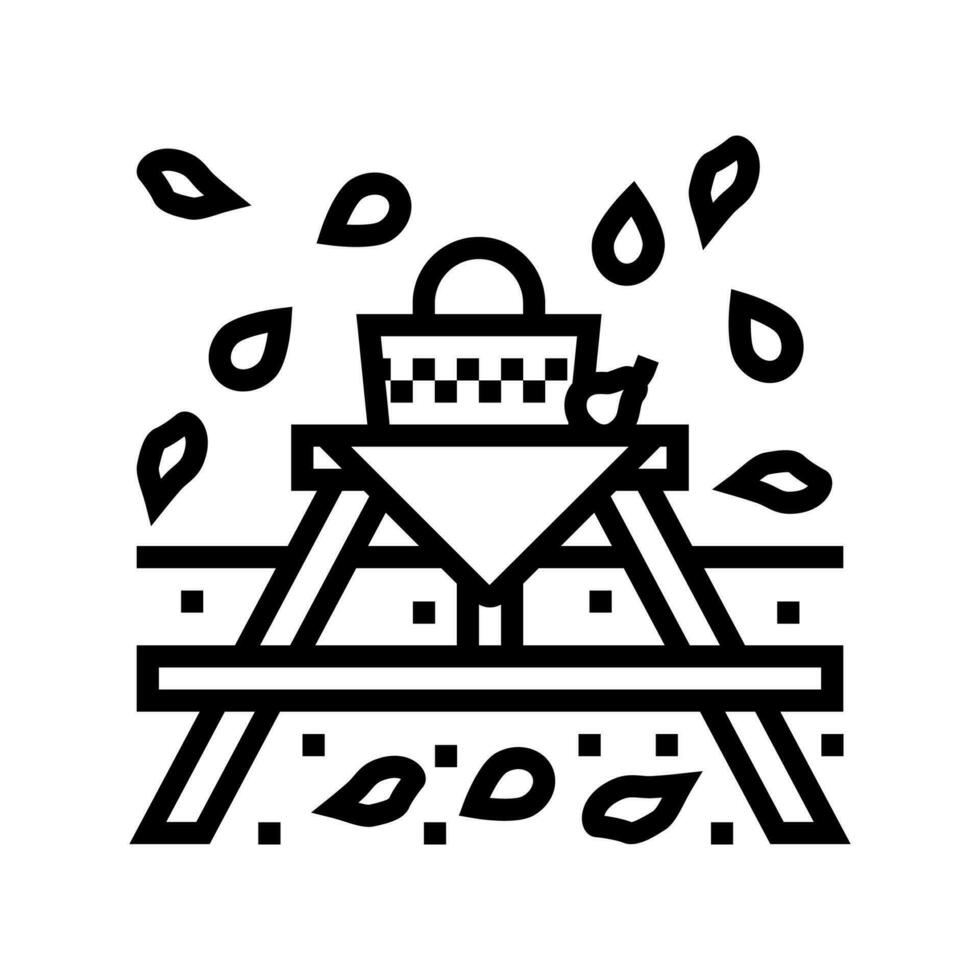 höst picknick säsong linje ikon vektor illustration