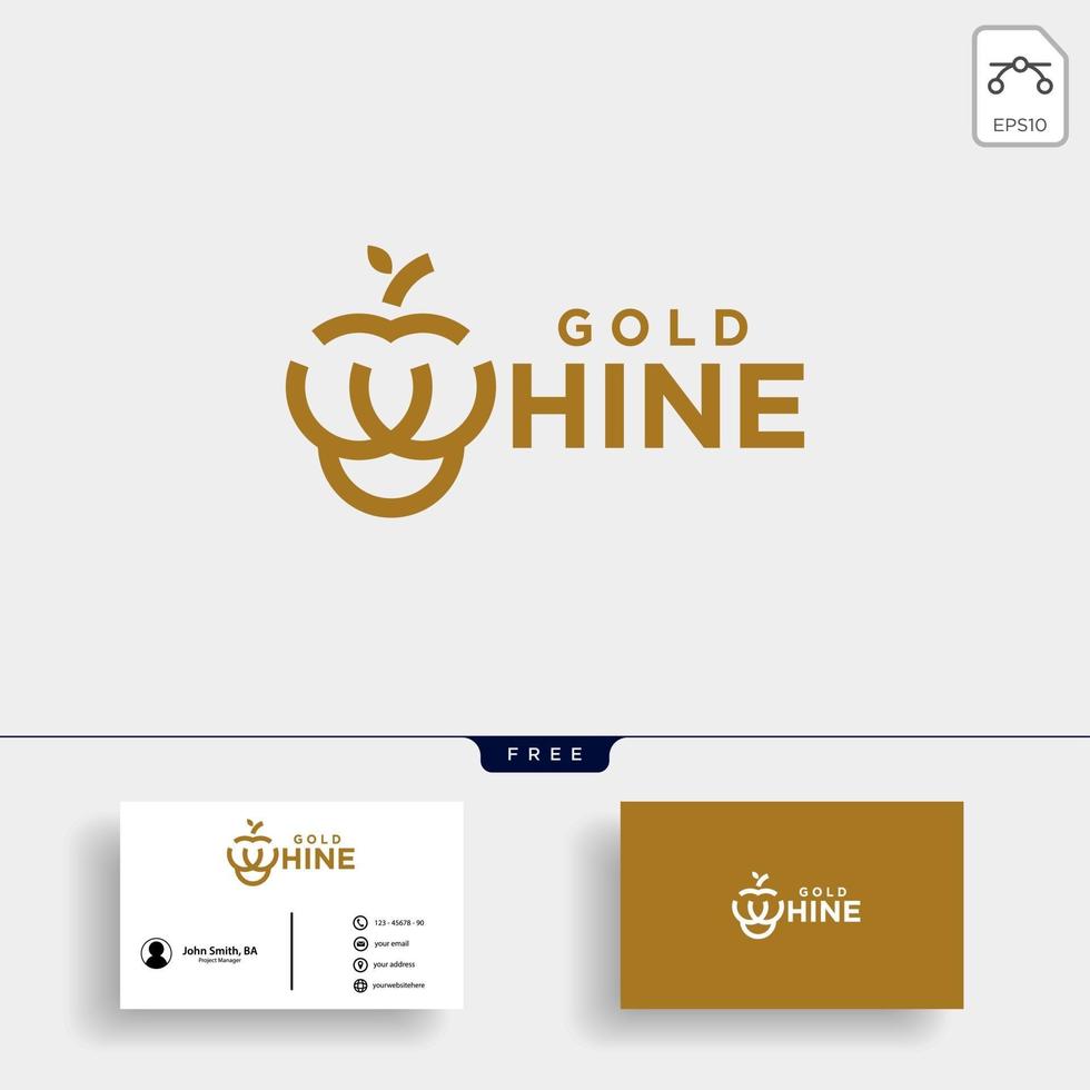 Gold Wein oder Trauben Typ Logo Vorlage Vektor-Illustration mit Visitenkarte Vektor