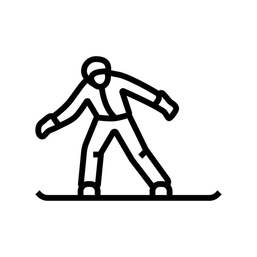 åka snowboard vinter- säsong linje ikon vektor illustration