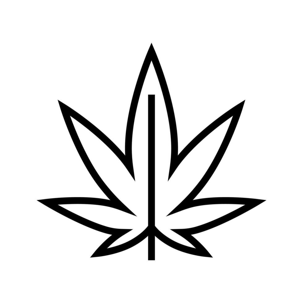Cannabis Pflanze Gras Hanf Linie Symbol Vektor Illustration