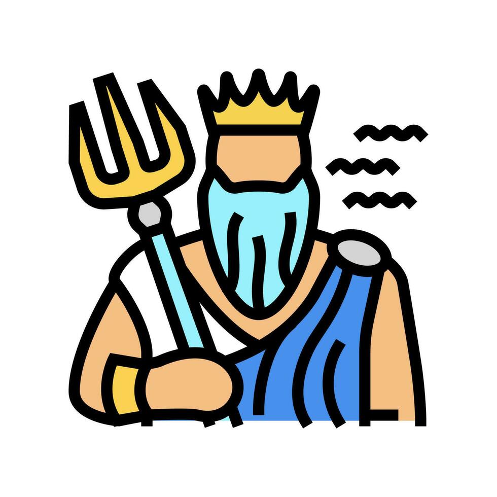 poseidon grekisk Gud mytologi Färg ikon vektor illustration