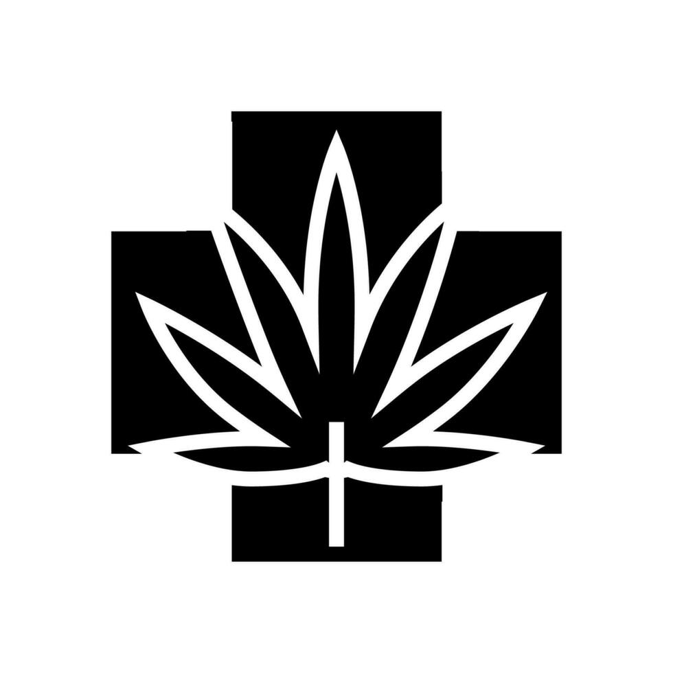 Medizin Cannabis Glyphe Symbol Vektor Illustration