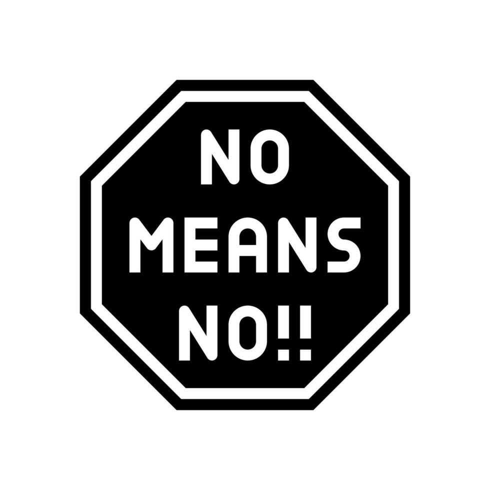 Nej betyder Nej feminism kvinna glyf ikon vektor illustration