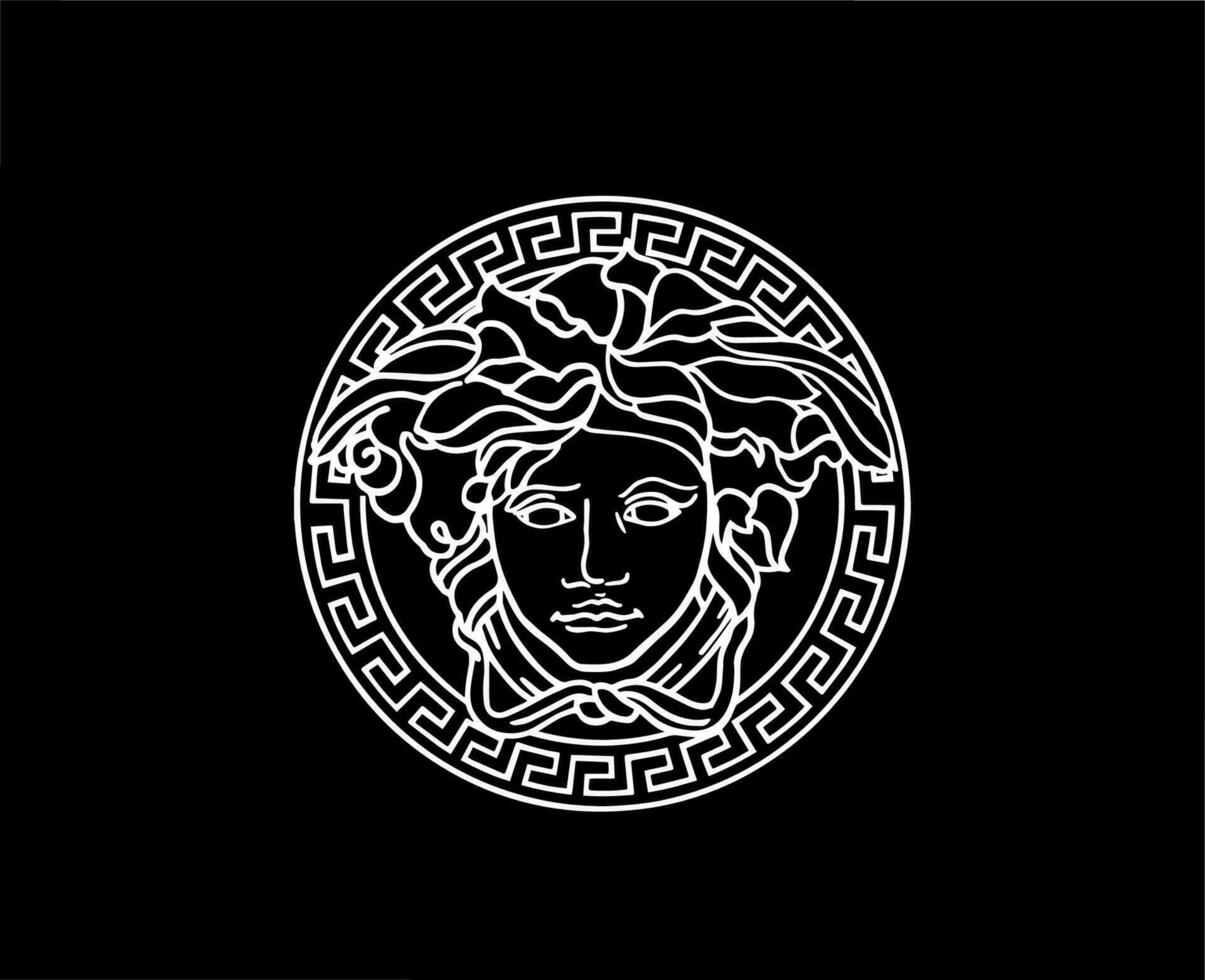 versace varumärke symbol vit logotyp kläder design ikon abstrakt vektor illustration med svart bakgrund