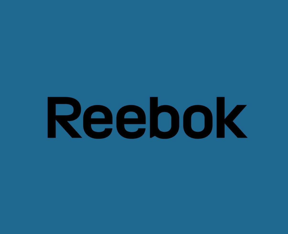 reebok varumärke logotyp namn design svart symbol ikon abstrakt vektor illustration med blå bakgrund