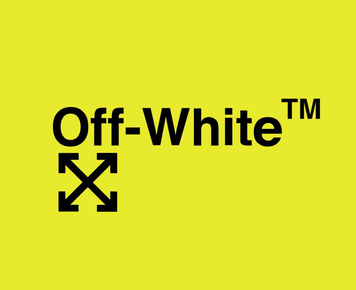 off-white logotyp symbol namn svart kläder design ikon abstrakt vektor illustration med gul bakgrund