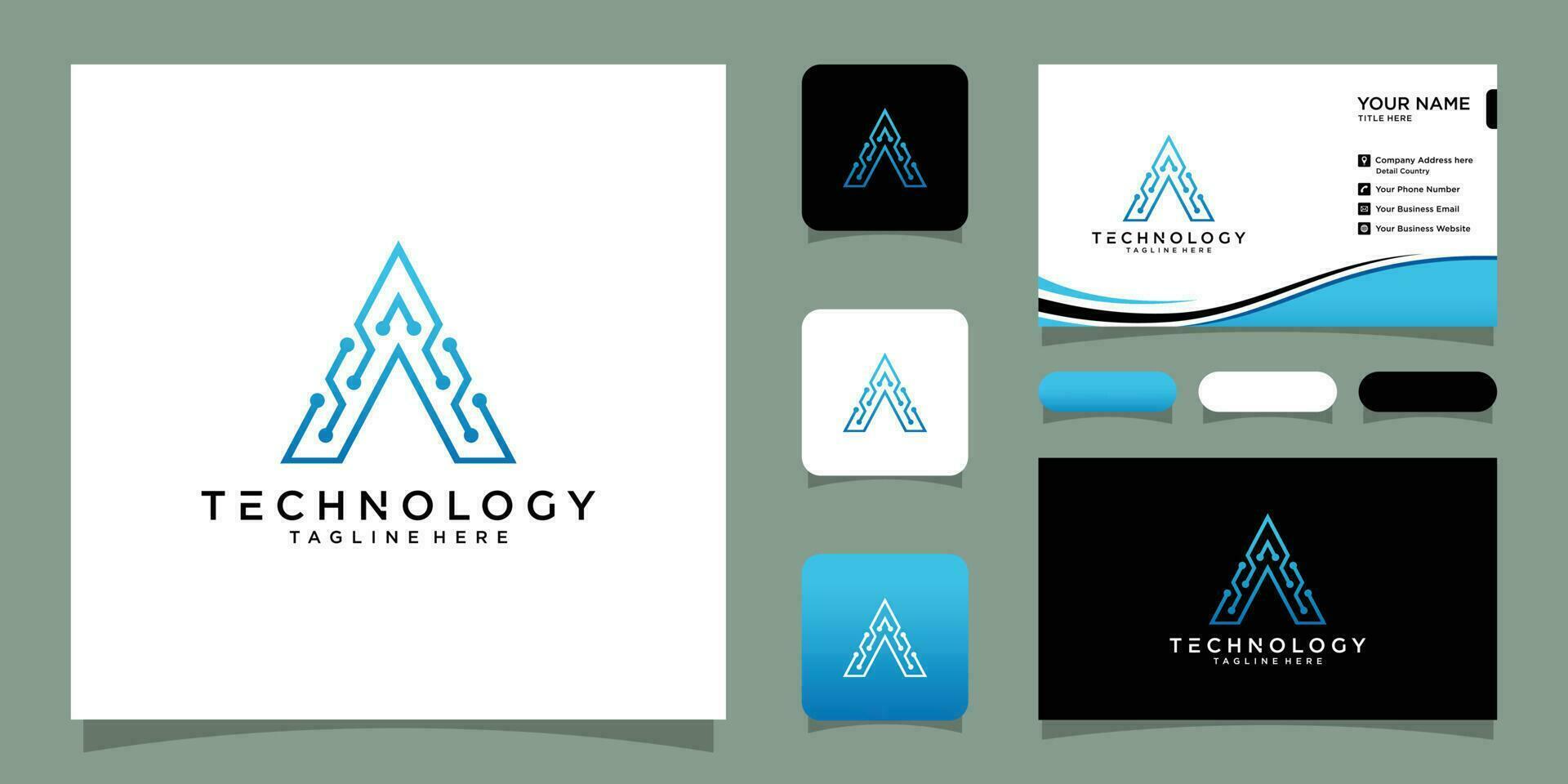 Brief ein Logo Design Vorlage Technologie Netz Digital mit Geschäft Karte Design Prämie Vektor