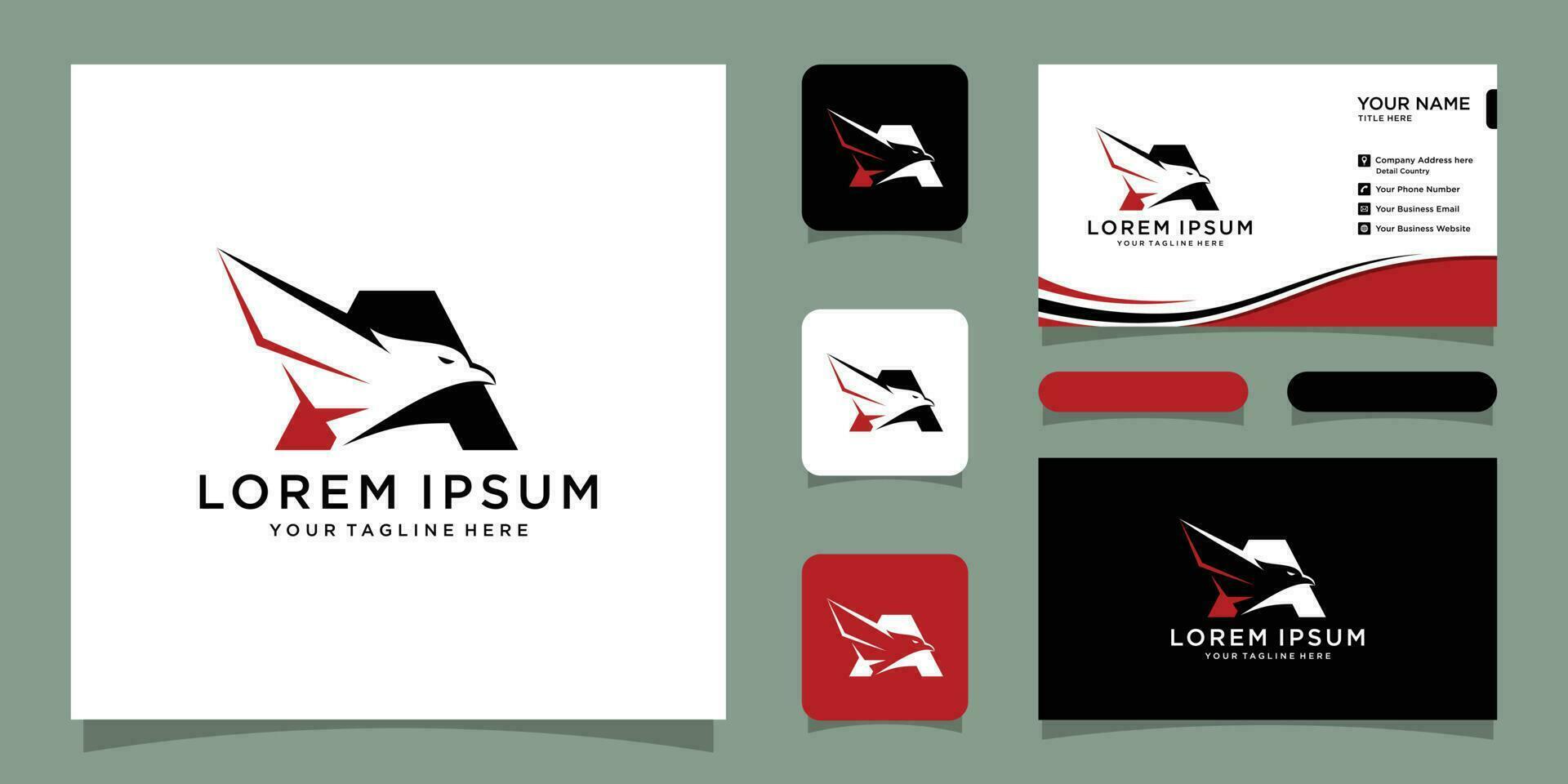 Initiale ein Brief Adler Logo Symbol mit kreativ Adler Kopf Vektor mit Geschäft Karte Design Prämie Vektor