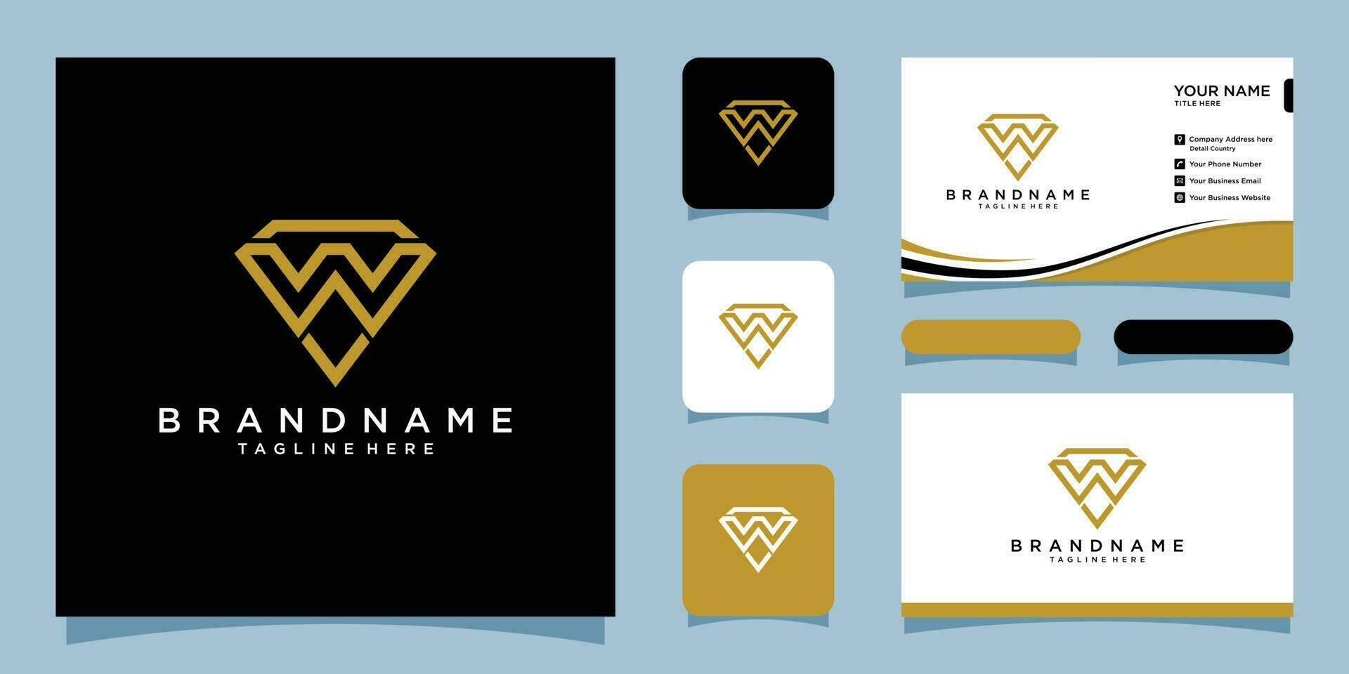 kreativ diamant begrepp logotyp design mall och företag kort design premie vektor