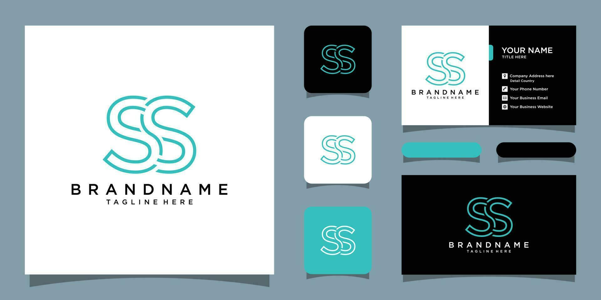 einfach elegant Brief ss Logo Design mit Geschäft Karte Design Prämie Vektor