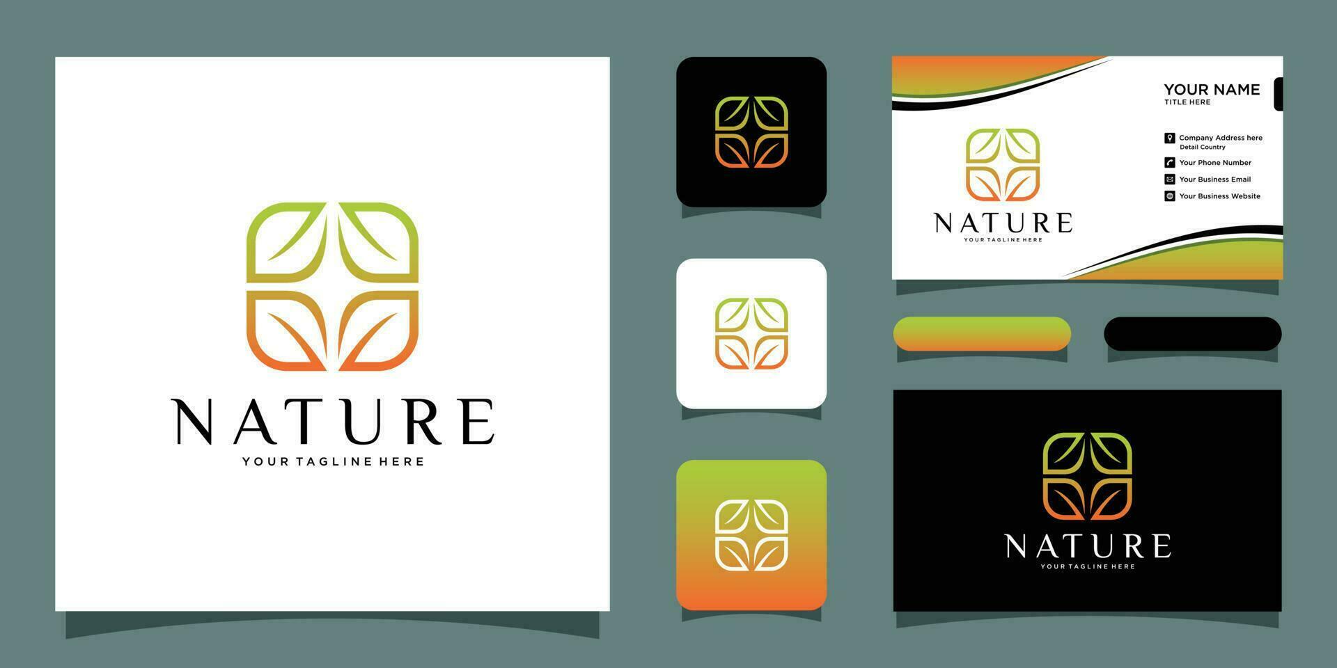 Blatt Natur Logo Designs Vektoren mit Geschäft Karte Design Prämie Vektor