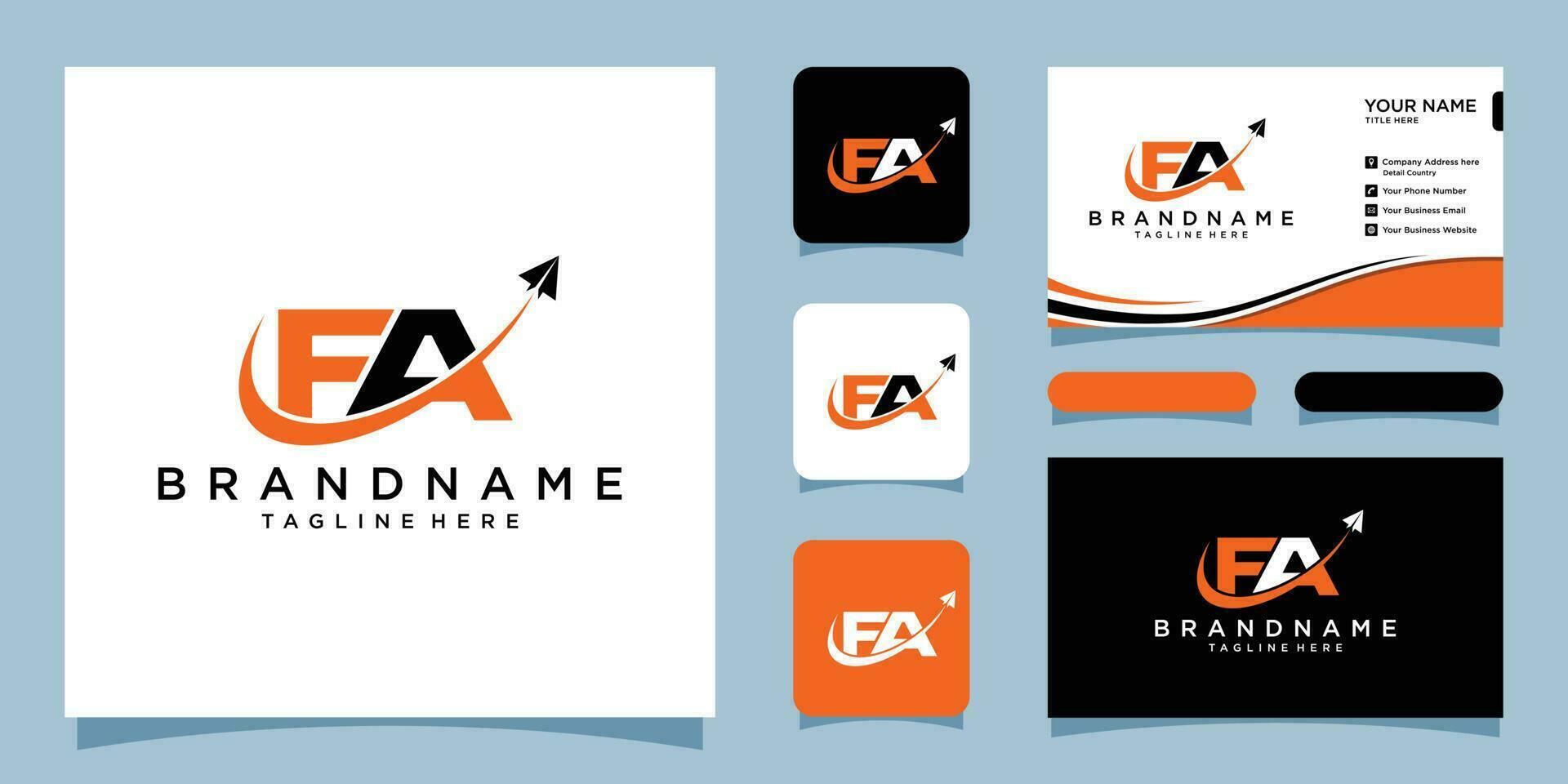 Initiale Fa Logo Monogramm Design Vorlage mit Geschäft Karte Design Prämie Vektor