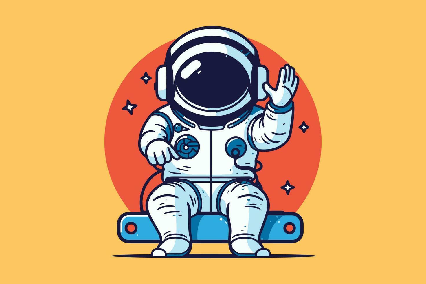 astronaut njuter musik kreativ unik maskot logotyp tshirt sublimering vektor design mall