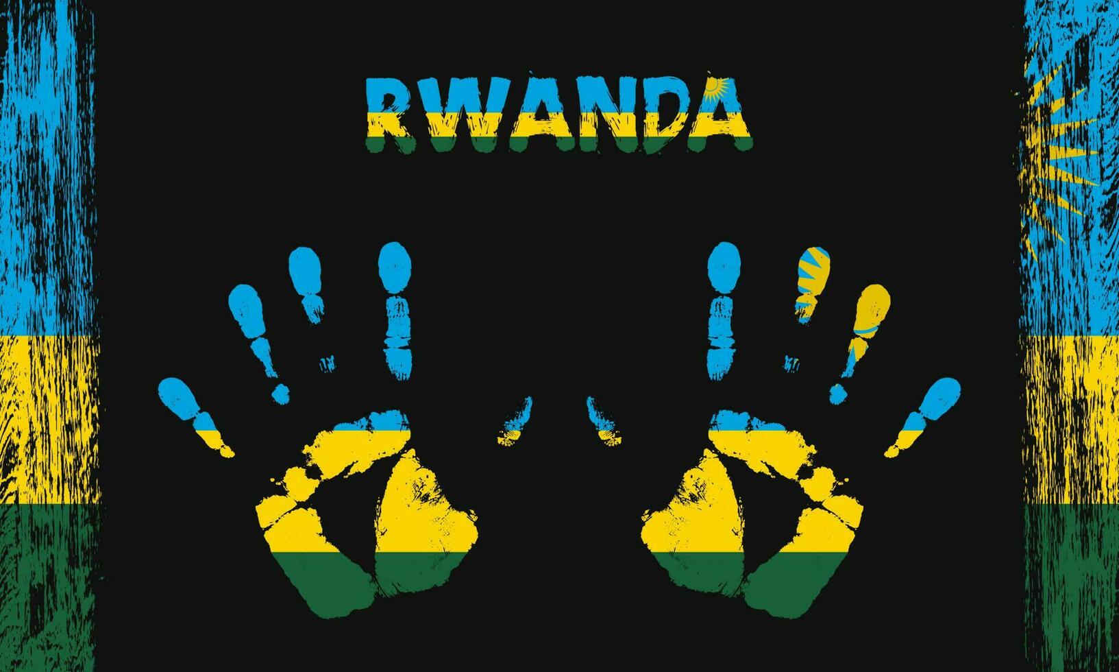 vektor flagga av rwanda med en handflatan