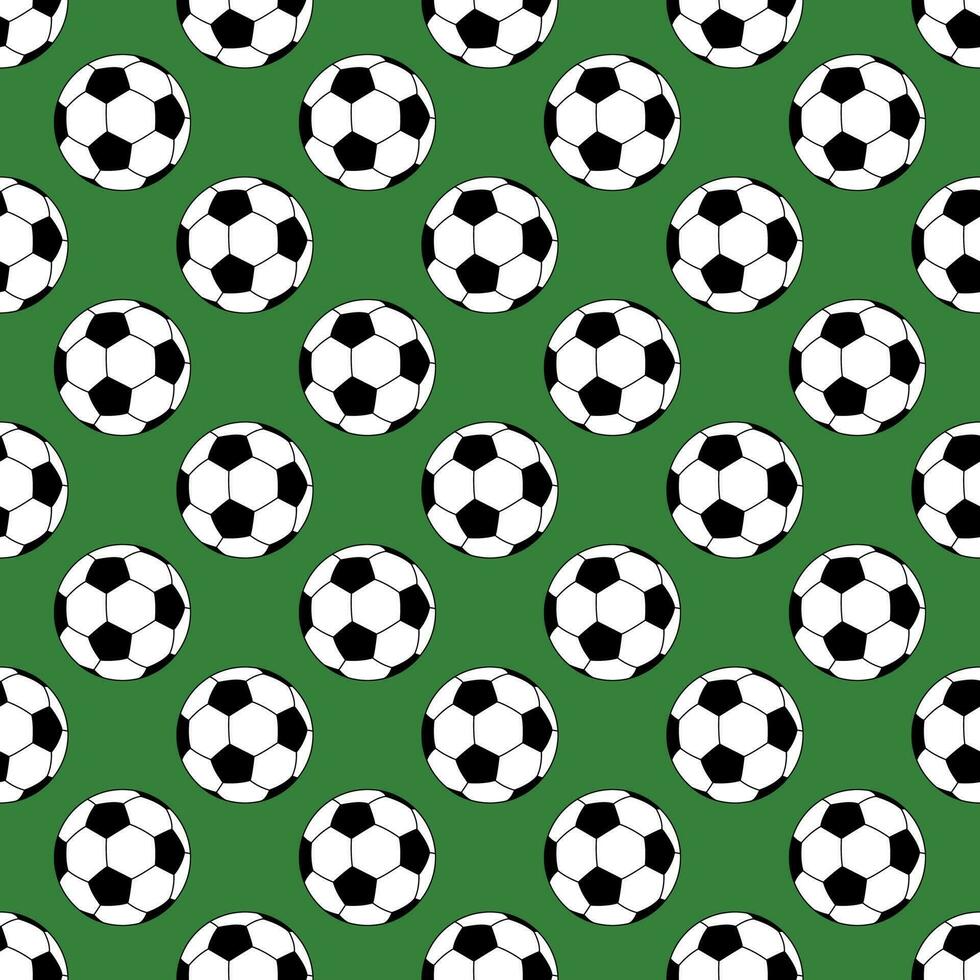 sömlös mönster av fotboll bollar på en grön bakgrund. vektor
