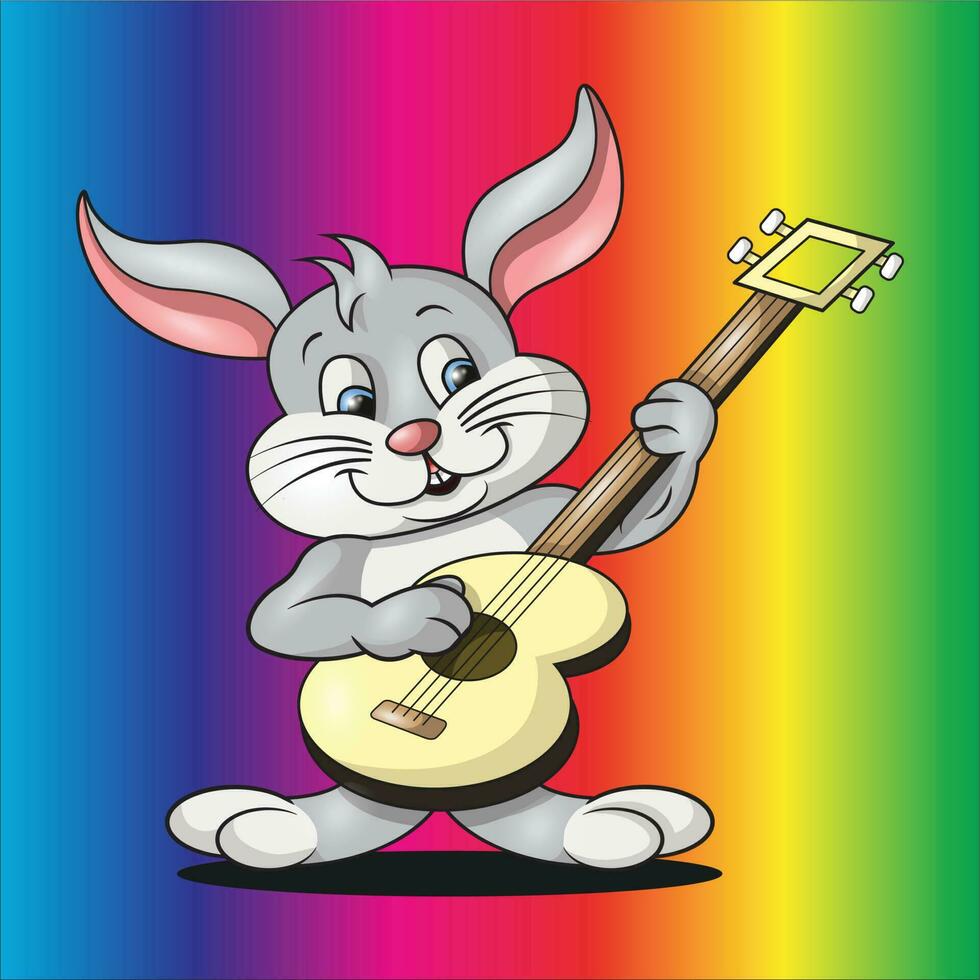 Illustration Vektor Grafik von Hase spielen Gitarre