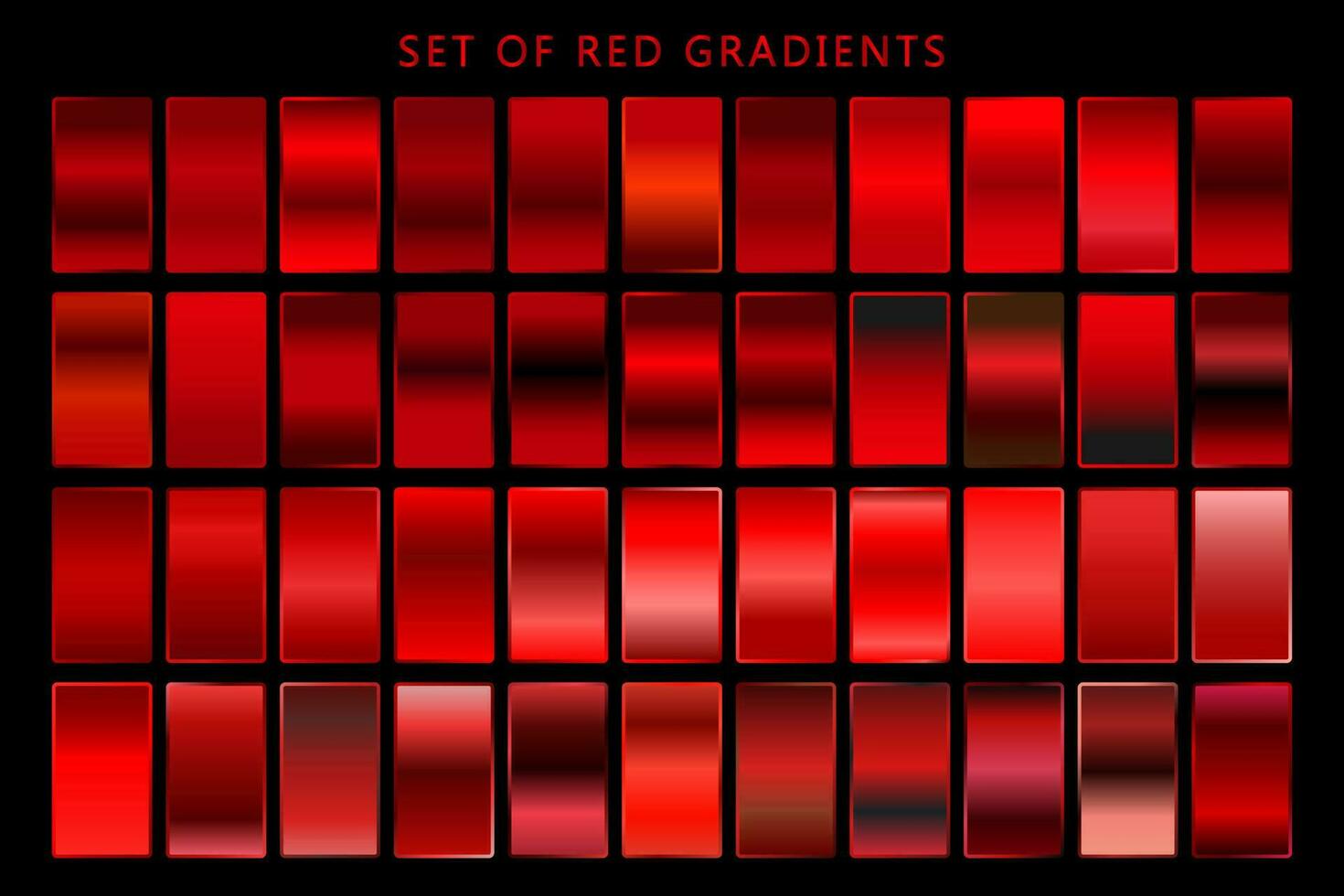 röd metallisk gradienter. premie röd färgrutor samling platt vektor