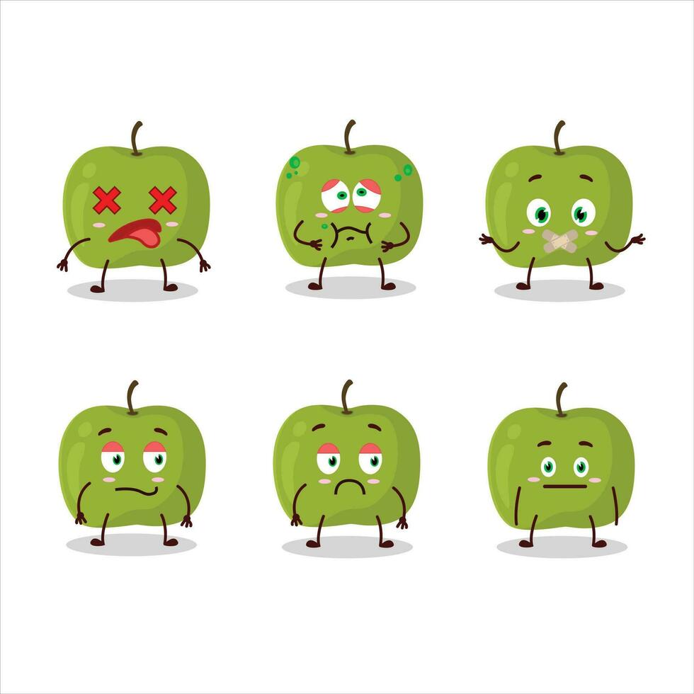 grön äpple tecknad serie karaktär med nej uttryck vektor