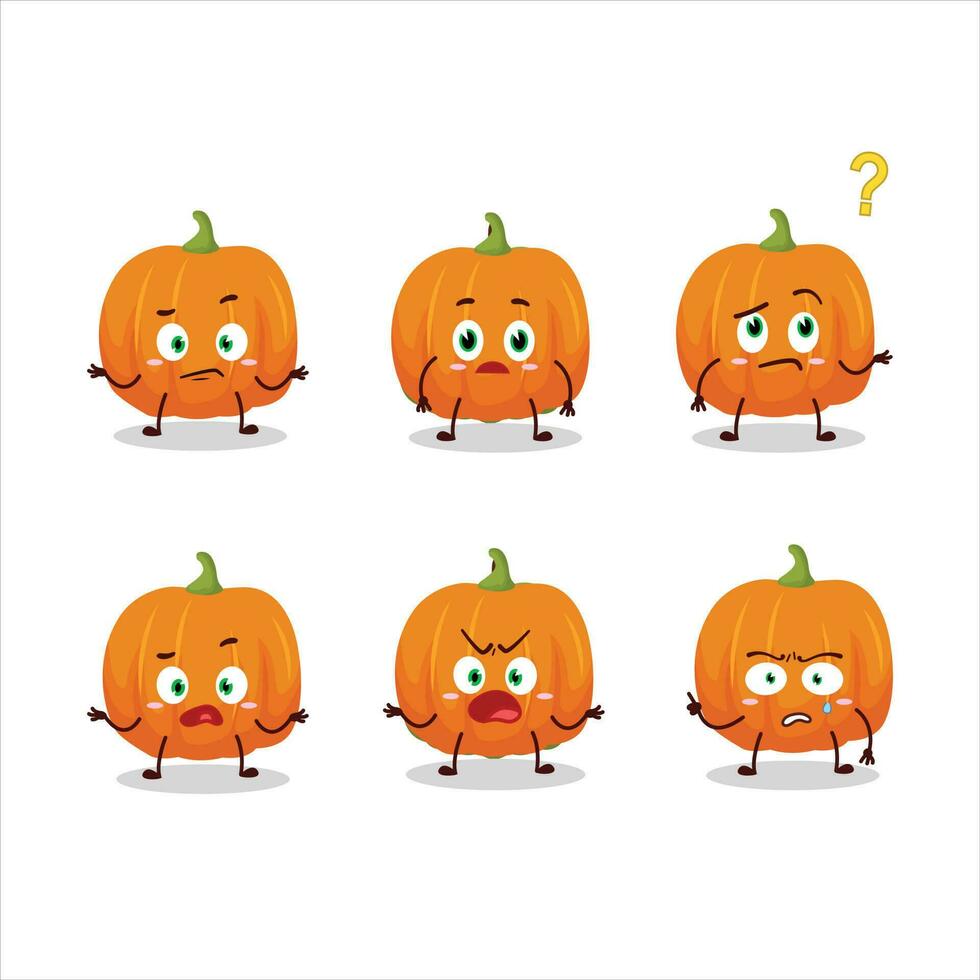tecknad serie karaktär av orange pumpa med Vad uttryck vektor
