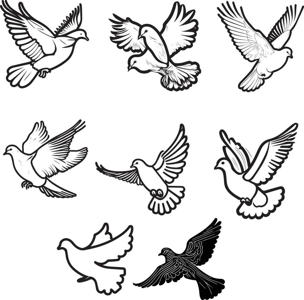 fliegend Taube Gliederung Symbol isoliert Linie Vektor Illustration