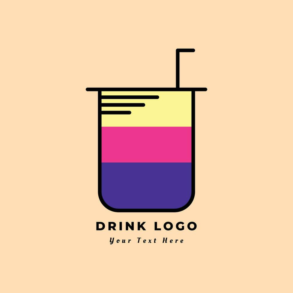 färgrik dryck logotyp begrepp. mjuk dryck med sugrör logotyp design för branding element. vektor