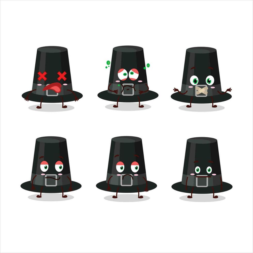 svart pilgrimer hatt tecknad serie karaktär med nej uttryck vektor