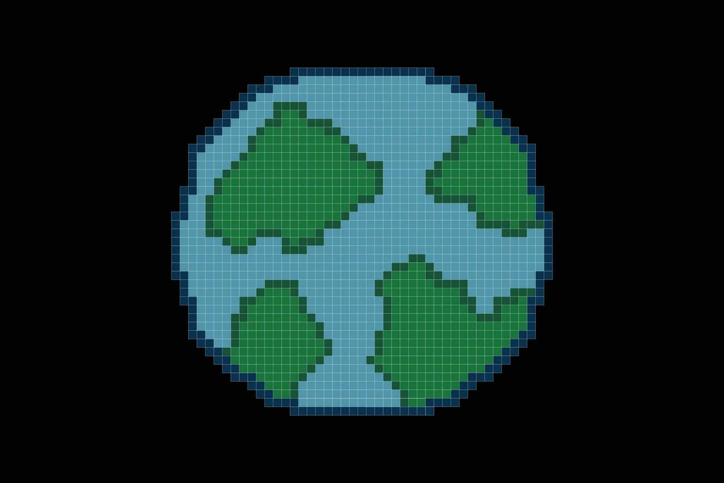 söt pixel tecknad serie spel 8 bit karaktär jord värld planet korsa sy vektor med pixel konst svart bakgrund.